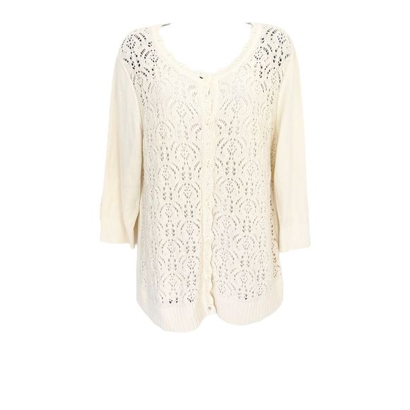 Christopher & Banks Sweaters - Christopher & Banks 100% Cotton Knit 3/4 Sleeves Cardigan Size XL